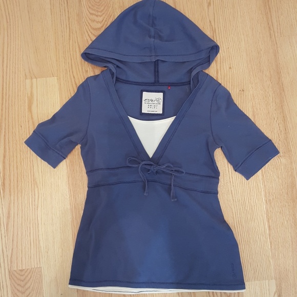 Esprit Tops - Esprit Blue Mid-Sleeve Pullover Hoodie